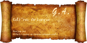 Güns Arianna névjegykártya
